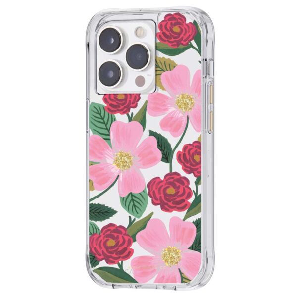 Rifle Paper Clear - Etui iPhone 14 Pro Max zdobione złotem (Rose Garden) - obrazek 3