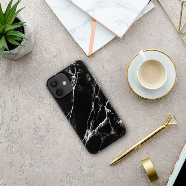 Crong Marble Case - Etui iPhone 12 Mini (czarny) - obrazek 4