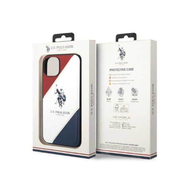 US Polo Assn Tricolor Embossed - Etui iPhone 14 Plus (biały) - obrazek 7