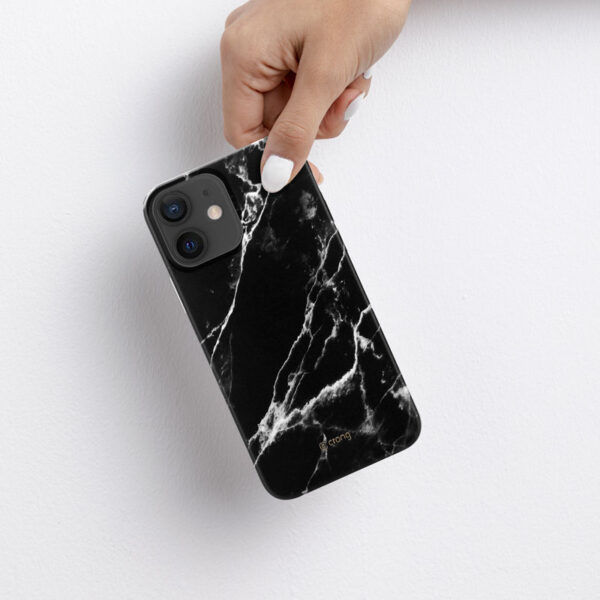 Crong Marble Case - Etui iPhone 12 Mini (czarny) - obrazek 5