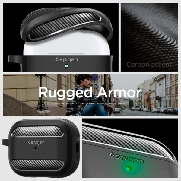 Spigen Rugged Armor - Etui do Apple Airpods Pro 1 / 2 (Czarny) - obrazek 13