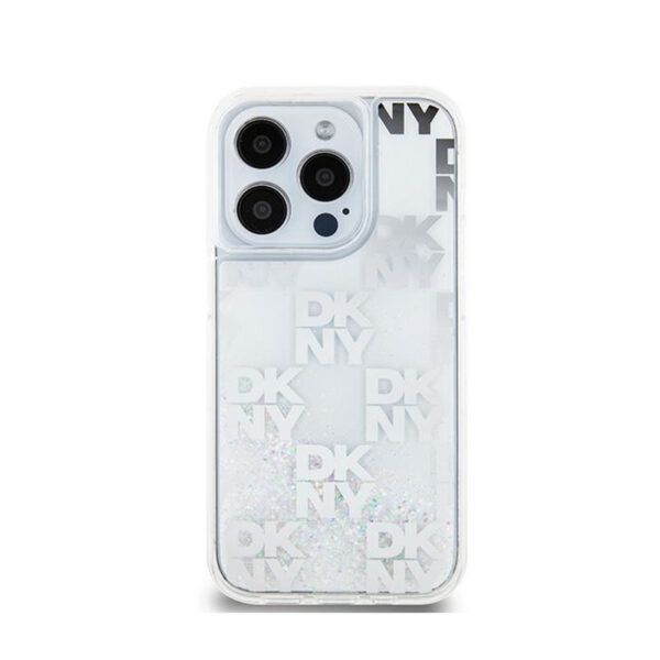 DKNY Liquid Glitter Multilogo - Etui iPhone 15 Pro (biały) - obrazek 3