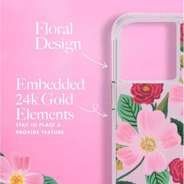 Rifle Paper Clear - Etui iPhone 14 Pro Max zdobione złotem (Rose Garden) - obrazek 6