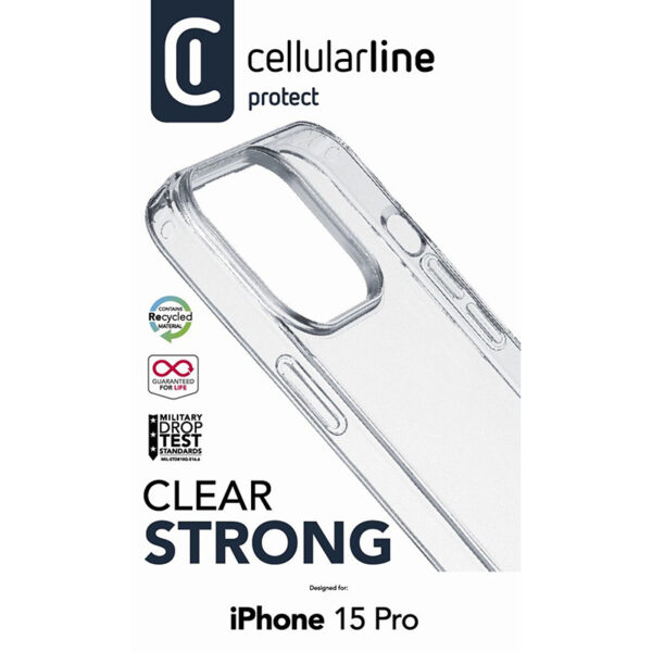 Cellularline Clear Strong - Etui iPhone 15 Pro z ochroną antybakteryjną (przezroczysty) - obrazek 2