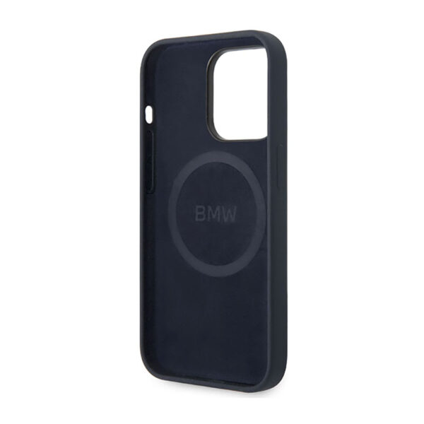 BMW Liquid Silicone Case Metal Logo MagSafe - Etui iPhone 14 Pro (granatowy) - obrazek 7