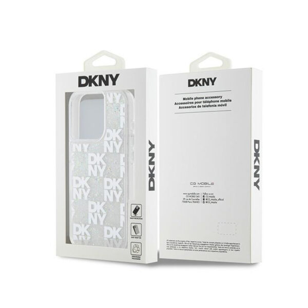 DKNY Liquid Glitter Multilogo - Etui iPhone 15 Pro (biały) - obrazek 8