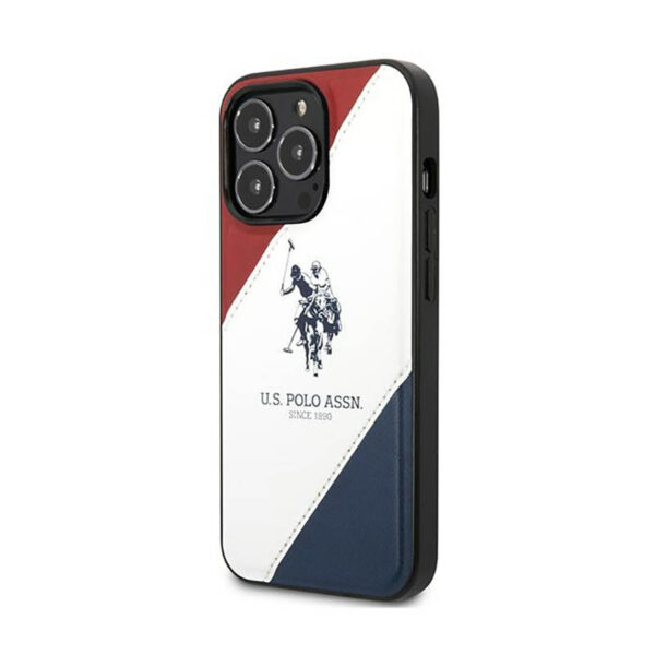 US Polo Assn Tricolor Embossed - Etui iPhone 14 Pro Max (biały) - obrazek 2