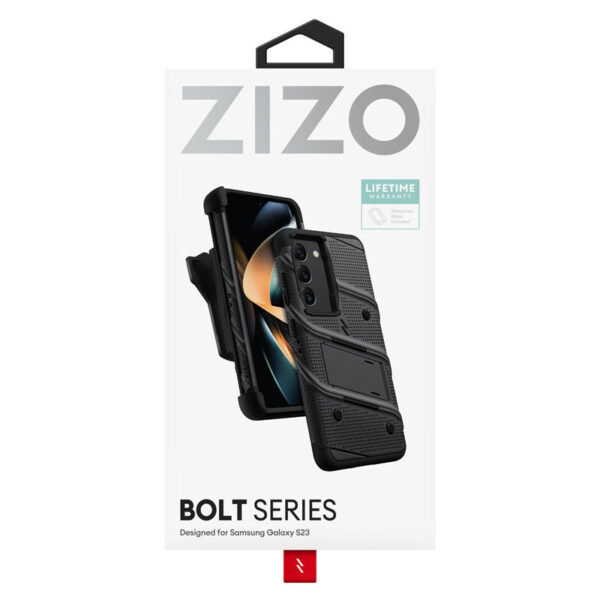 ZIZO BOLT Series - Pancerne etui Samsung Galaxy S23 ze szkłem 9H na ekran + uchwyt z podstawką (czarny) - obrazek 7