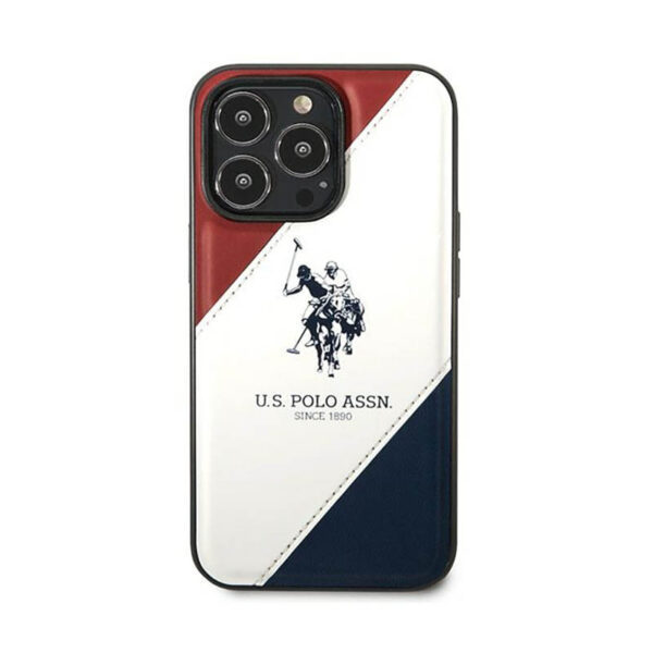 US Polo Assn Tricolor Embossed - Etui iPhone 14 Pro Max (biały) - obrazek 3