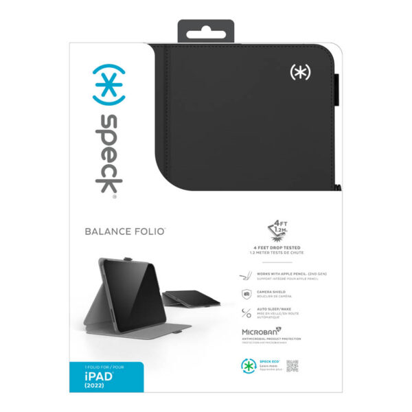 Speck Balance Folio - Etui iPad 10.9" (2022) z powłoką MICROBAN w/Magnet & Stand up (Black) - obrazek 10