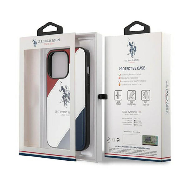 US Polo Assn Tricolor Embossed - Etui iPhone 14 Pro Max (biały) - obrazek 8