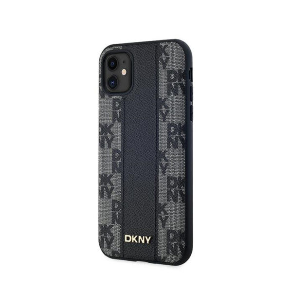 DKNY Leather Checkered Mono Pattern MagSafe - Etui iPhone 11 (czarny) - obrazek 2