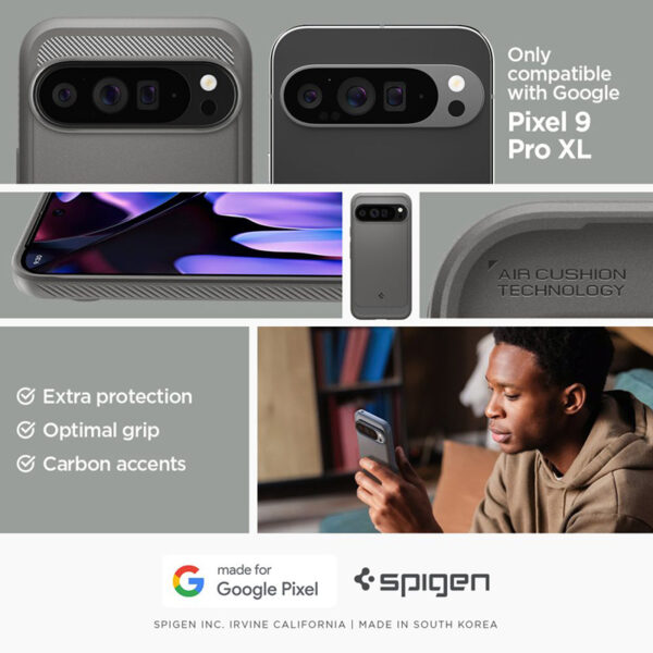 Spigen Rugged Armor - Etui do Google Pixel 9 Pro XL (Marble Grey) - obrazek 10