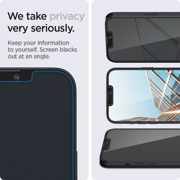 Spigen GLAS.TR EZ FIT Privacy 2-Pack - Szkło hartowane z filtrem prywatyzującym do iPhone 14 / iPhone 13 Pro / iPhone 13 2 szt - obrazek 6