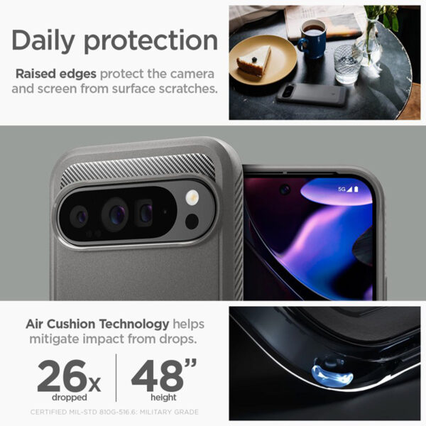 Spigen Rugged Armor - Etui do Google Pixel 9 Pro XL (Marble Grey) - obrazek 12