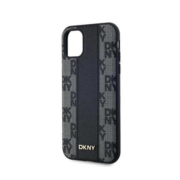 DKNY Leather Checkered Mono Pattern MagSafe - Etui iPhone 11 (czarny) - obrazek 6