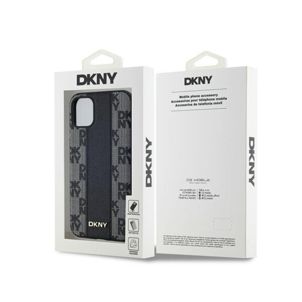 DKNY Leather Checkered Mono Pattern MagSafe - Etui iPhone 11 (czarny) - obrazek 8