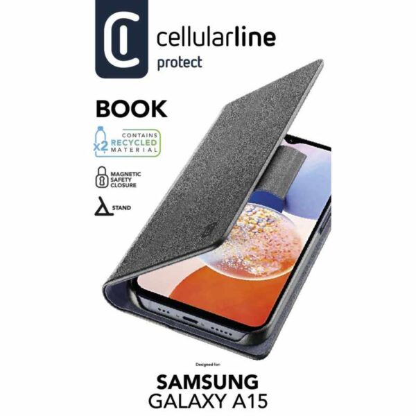 Cellularline Book Case - Etui Samsung Galaxy A15 4G / 5G (czarny) - obrazek 4