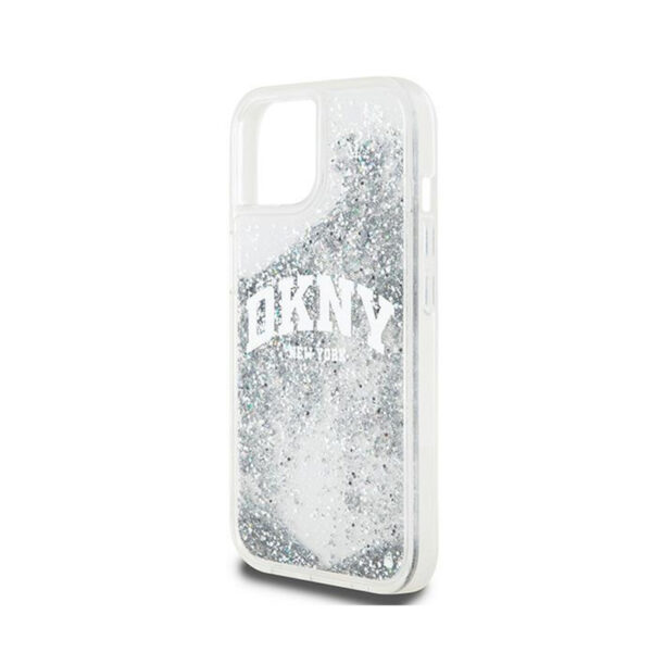 DKNY Liquid Glitter Big Logo - Etui iPhone 15 / 14 / 13 (biały) - obrazek 6