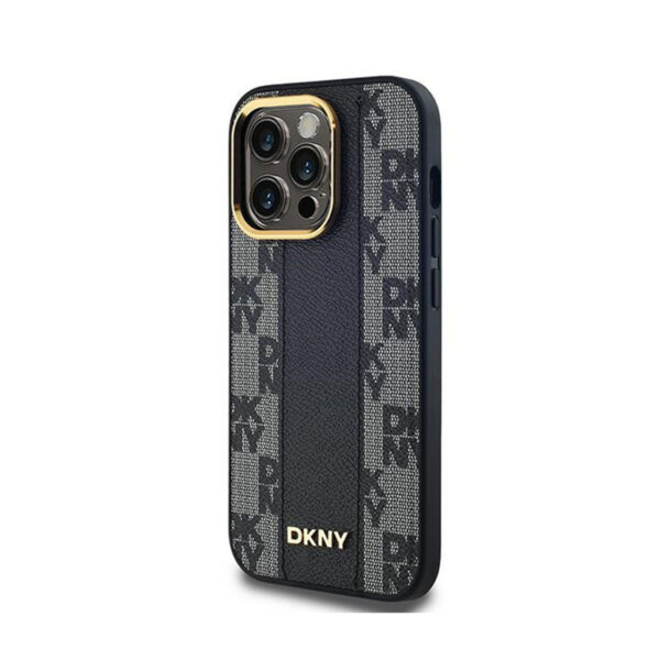 DKNY Leather Checkered Mono Pattern MagSafe - Etui iPhone 13 Pro (czarny) - obrazek 2