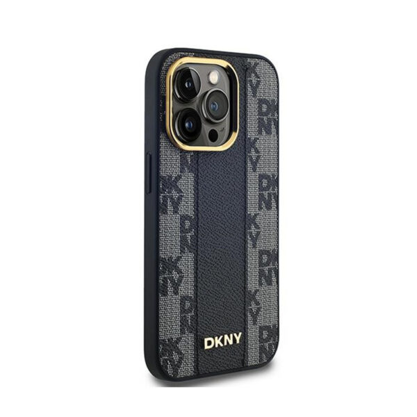 DKNY Leather Checkered Mono Pattern MagSafe - Etui iPhone 13 Pro (czarny) - obrazek 4