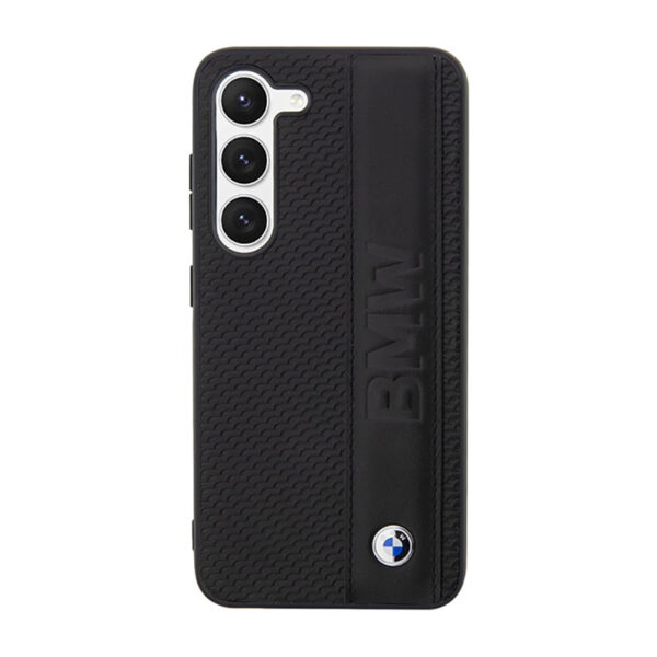 BMW Leather Textured & Stripe - Etui Samsung Galaxy S23 (czarny) - obrazek 3