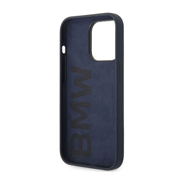 BMW Liquid Silicone Case Metal Logo - Etui iPhone 14 Pro (granatowy) - obrazek 7