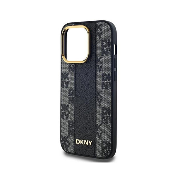 DKNY Leather Checkered Mono Pattern MagSafe - Etui iPhone 13 Pro (czarny) - obrazek 6