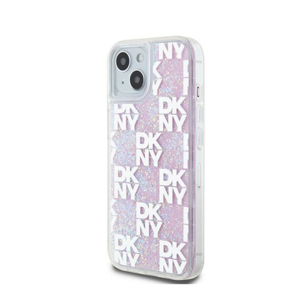 DKNY Liquid Glitter Multilogo - Etui iPhone 15 / 14 / 13 (różowy) - obrazek 2