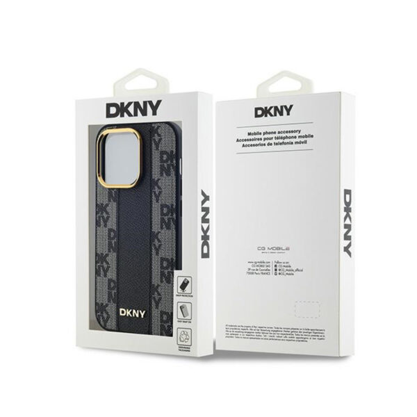 DKNY Leather Checkered Mono Pattern MagSafe - Etui iPhone 13 Pro (czarny) - obrazek 8