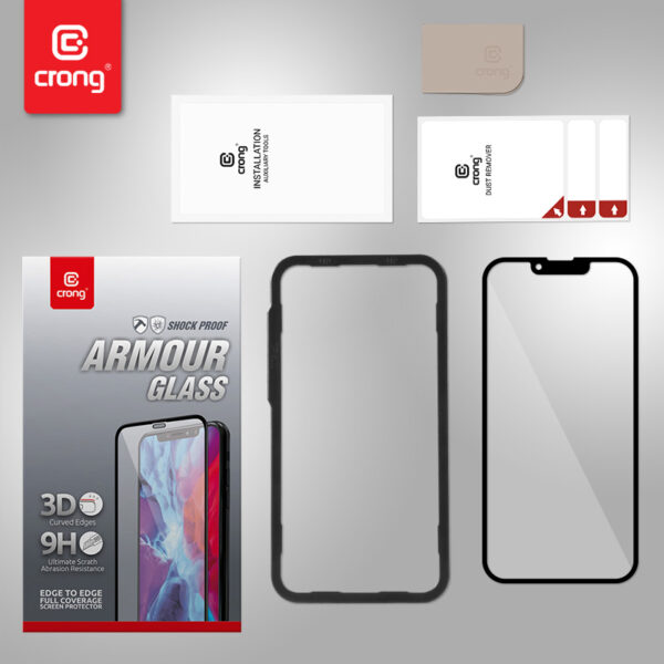 Crong Anti-Bacterial 3D Armour Glass - Szkło hartowane 9H na cały ekran iPhone 13 mini + ramka instalacyjna - obrazek 8