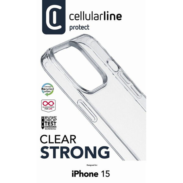 Cellularline Clear Strong - Etui iPhone 15 z ochroną antybakteryjną (przezroczysty) - obrazek 3