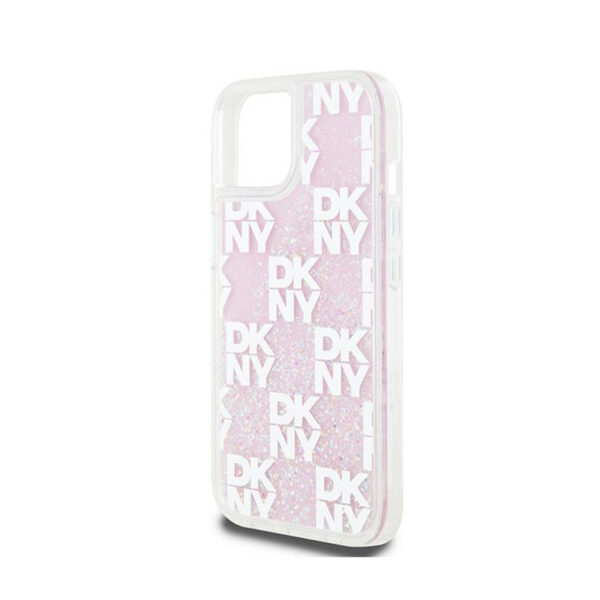 DKNY Liquid Glitter Multilogo - Etui iPhone 15 / 14 / 13 (różowy) - obrazek 6