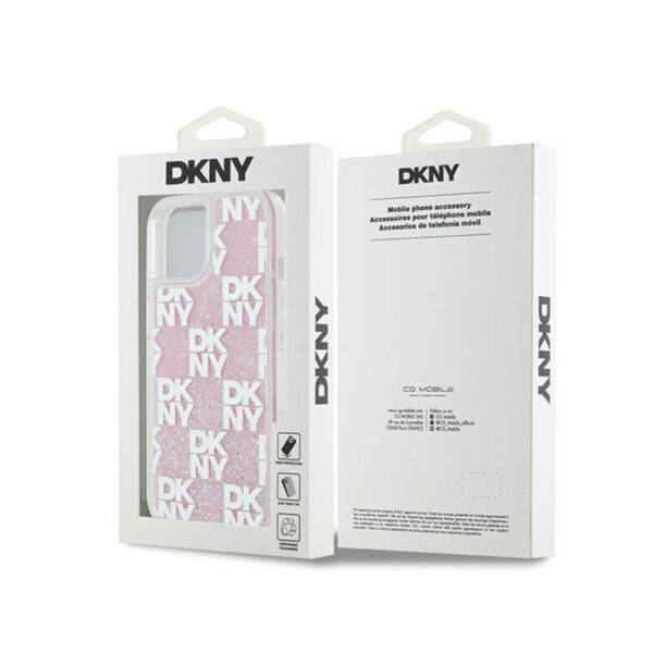 DKNY Liquid Glitter Multilogo - Etui iPhone 15 / 14 / 13 (różowy) - obrazek 8