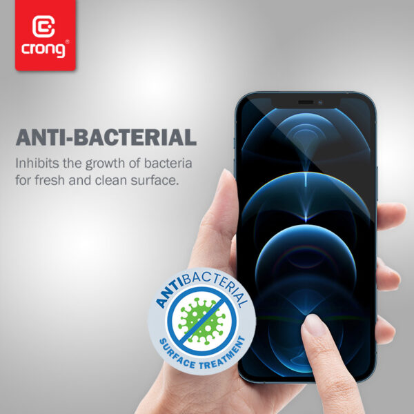 Crong Anti-Bacterial 3D Armour Glass - Szkło hartowane 9H na cały ekran iPhone 12 Mini + ramka instalacyjna - obrazek 5