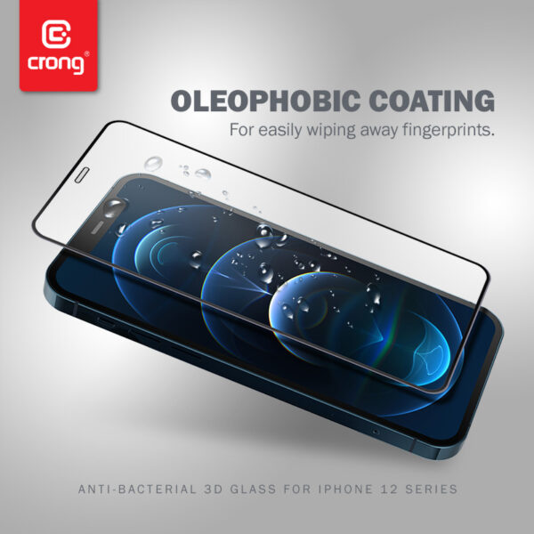 Crong Anti-Bacterial 3D Armour Glass - Szkło hartowane 9H na cały ekran iPhone 12 Mini + ramka instalacyjna - obrazek 7