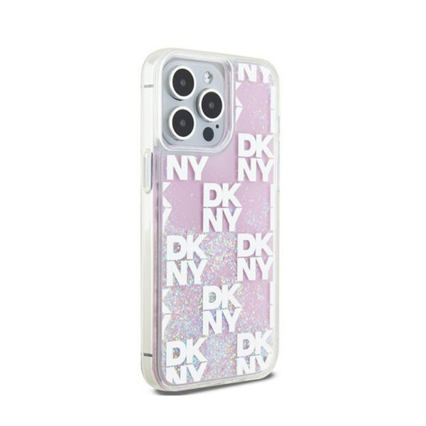 DKNY Liquid Glitter Multilogo - Etui iPhone 15 Pro Max (różowy) - obrazek 4