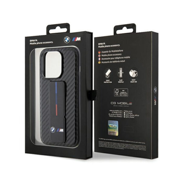 BMW Grip Stand Smooth & Carbon - Etui iPhone 15 Pro (czarny) - obrazek 9