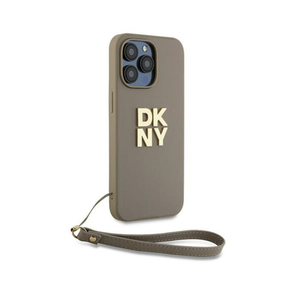 DKNY Wrist Strap Stock Logo - Etui iPhone 15 Pro (beżowy) - obrazek 3