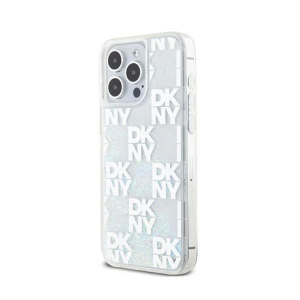 DKNY Liquid Glitter Multilogo - Etui iPhone 15 Pro Max (biały) - obrazek 2