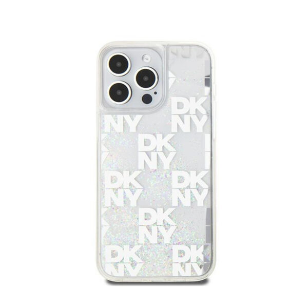 DKNY Liquid Glitter Multilogo - Etui iPhone 15 Pro Max (biały) - obrazek 3