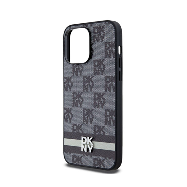 DKNY Leather Checkered Mono Pattern & Printed Stripes - Etui iPhone 14 Pro Max (czarny) - obrazek 6