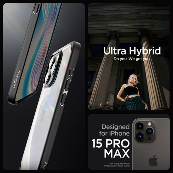 Spigen Ultra Hybrid - Etui do iPhone 15 Pro Max (Matte Black) - obrazek 10