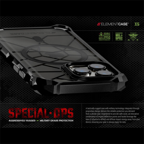 Element Case Special Ops X5 - Pancerne etui iPhone 14 (Mil-Spec Drop Protection) (Clear/Black) - obrazek 8