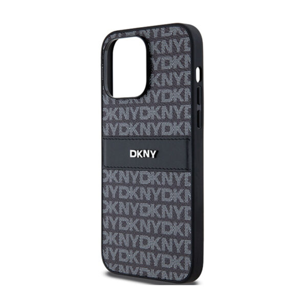 DKNY Leather Mono Stripe & Metal Logo - Etui iPhone 14 Pro (czarny) - obrazek 6