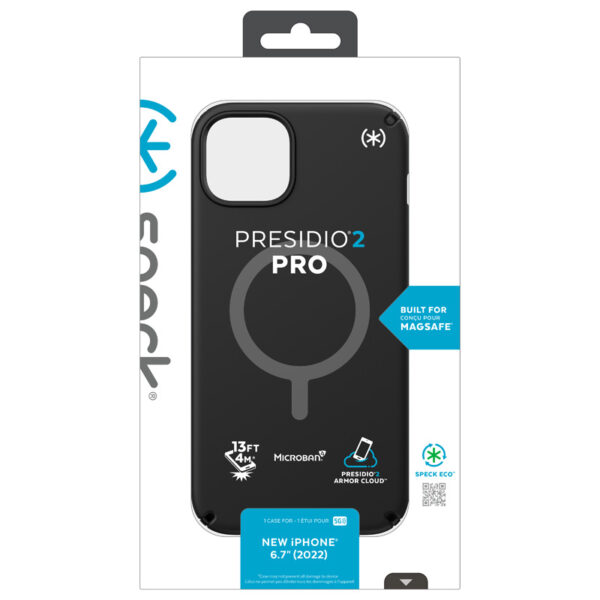 Speck Presidio2 Pro MagSafe - Antybakteryjne etui iPhone 15 Plus / 14 Plus (Black / Black / White) - obrazek 13