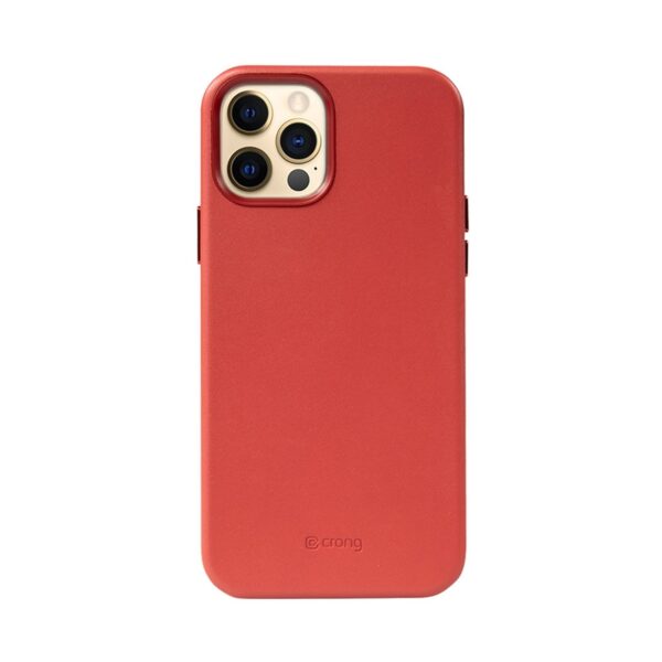 Crong Essential Cover - Etui ze skóry ekologicznej iPhone 12 / iPhone 12 Pro (czerwony) - obrazek 9