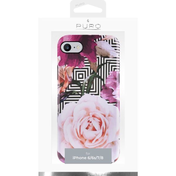 PURO Glam Geo Flowers - Etui iPhone SE (2022 / 2020) / 8 / 7 / 6s (Pink Peonies) - obrazek 2