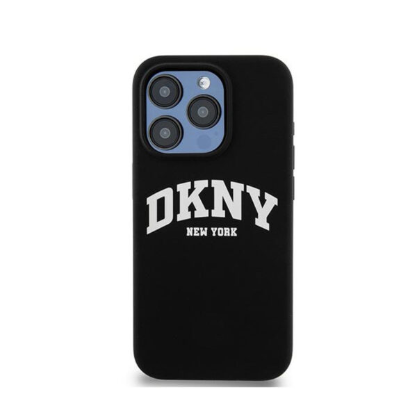 DKNY Liquid Silicone White Printed Logo MagSafe - Etui iPhone 13 Pro (czarny) - obrazek 3