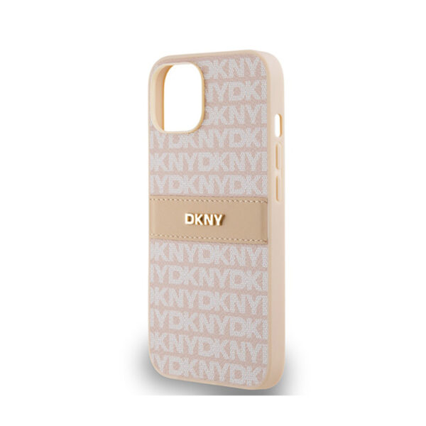 DKNY Leather Mono Stripe & Metal Logo - Etui iPhone 14 / 15 / 13 (różowy) - obrazek 6